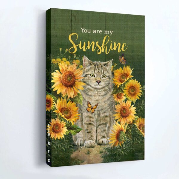 Jesus Portrait Poster Home Decor Gift – Beautiful Cat & Sunflower Garden Green Background – Gift for Christian