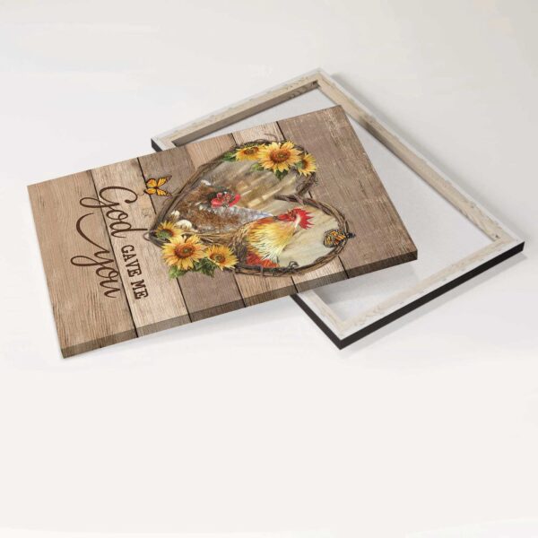 Christian Home Decor Gift: Jesus Portrait Poster with Chicken Drawing and Sunflower Garden – God Gave Me You