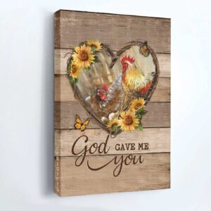 Christian Home Decor Gift: Jesus Portrait Poster with Chicken Drawing and Sunflower Garden - God Gave Me You 3