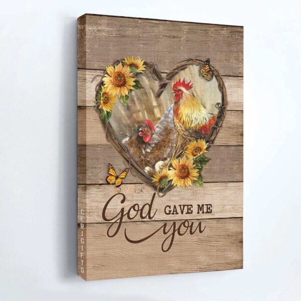Christian Home Decor Gift: Jesus Portrait Poster with Chicken Drawing and Sunflower Garden – God Gave Me You