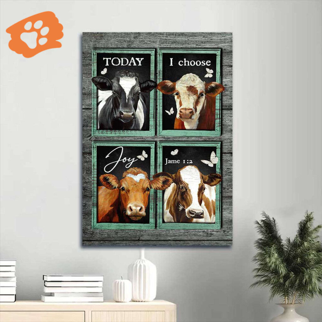 Christian Home Decor Poster Gift – Jesus Portrait Cow Painting Butterfly Art – Choose Joy Christian Home Decor Poster Gift – Jesus Portrait Cow Painting Butterfly Art – Choose Joy