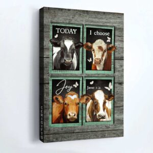 Christian Home Decor Poster Gift - Jesus Portrait Cow Painting Butterfly Art - Choose Joy 1