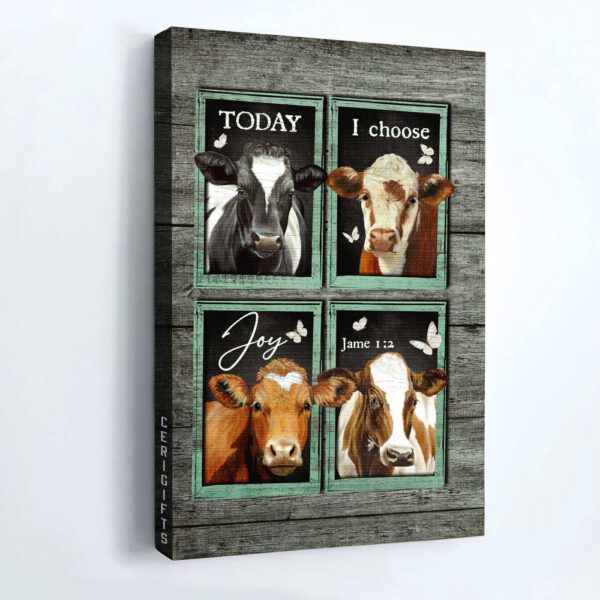 Christian Home Decor Poster Gift – Jesus Portrait Cow Painting Butterfly Art – Choose Joy