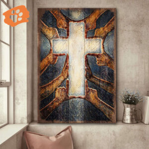 Jesus Portrait Poster: Beautiful Hands Cross Home Decor Gift for Christians