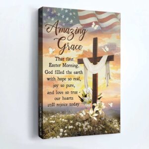 Jesus Portrait Poster Home Decor Gift - Cross Lily Flower Sunset US Flag - Gift for Christian - Amazing Grace 3