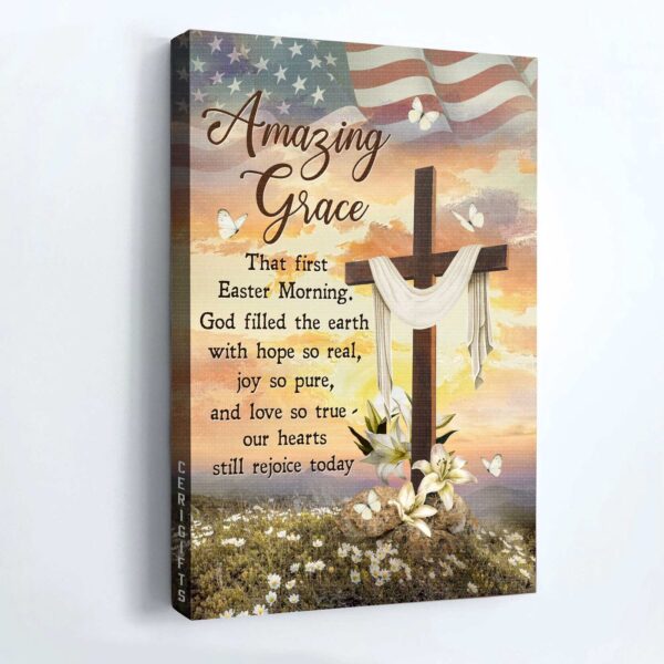 Jesus Portrait Poster Home Decor Gift – Cross Lily Flower Sunset US Flag – Gift for Christian – Amazing Grace