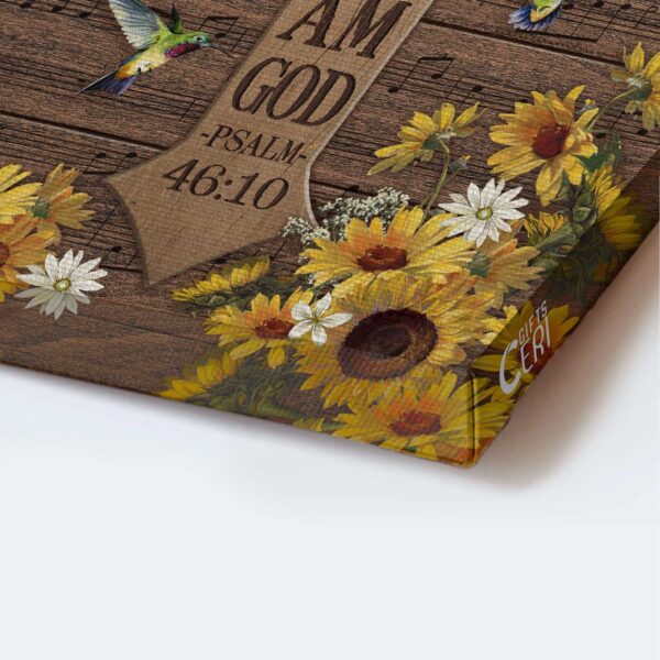 Christian Home Decor Gift – Jesus Portrait Poster with Cross Daisy Frame Hummingbird – Be Still and Know – Unique Christian Gift