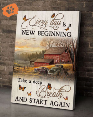 Jesus Portrait Poster Home Decor Gift - Beautiful Farm Butterfly Field - Christian Gift - New Beginning