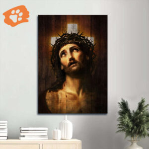 Beautiful Jesus Portrait Poster: Real Face & White Cross  Poster Home Decor Gift - Perfect Christian Home Decor Gift
