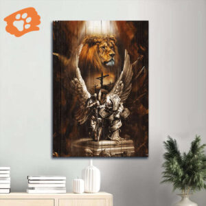 Jesus Lion of Judah Knight Portrait Poster- Cross  Poster Home Decor Gift Home Decor Gift for Christian