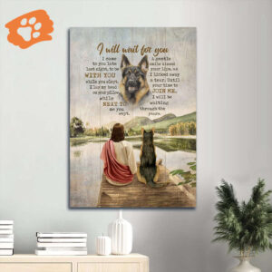 Jesus Portrait Poster: Beautiful Lake & German Shepherd  Poster Home Decor Gift - Christian Home Decor Gift