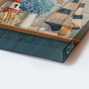 Christian Home Decor Gift: Jesus Portrait Poster with Lighthouse Hydrangea Beach Symbol - Gather with Grateful Hearts 1