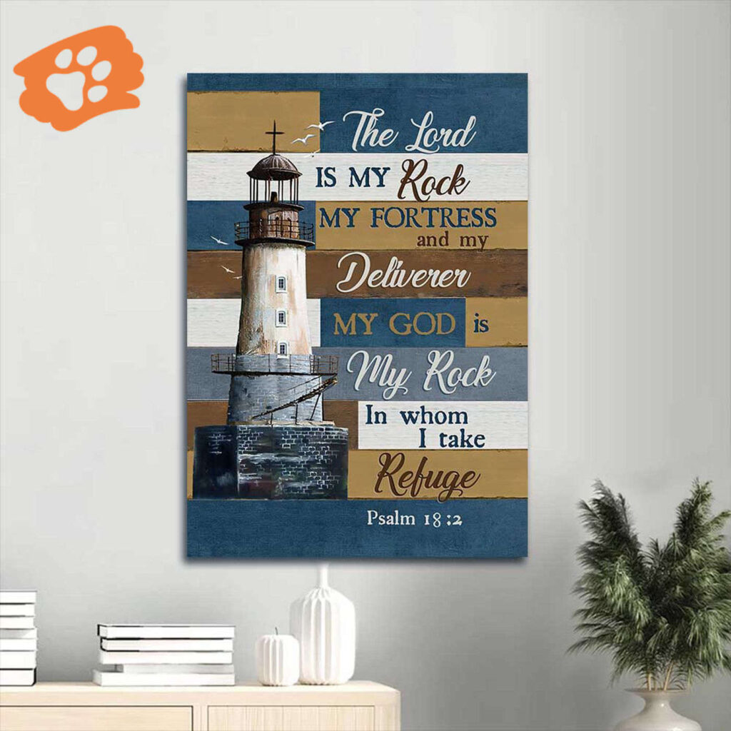 Jesus & Lighthouse Wood Cross Portrait Poster – Christian Home Decor Gift – The Lord is my Rock Jesus & Lighthouse Wood Cross Portrait Poster – Christian Home Decor Gift – The Lord is my Rock