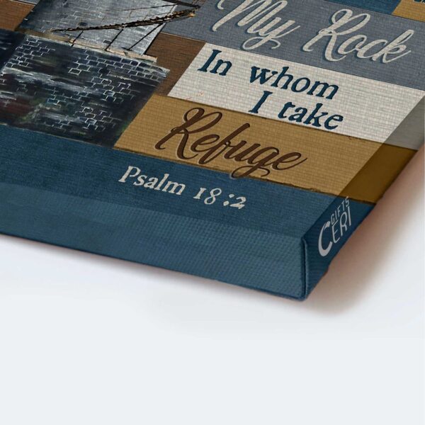 Jesus & Lighthouse Wood Cross Portrait Poster – Christian Home Decor Gift – The Lord is my Rock