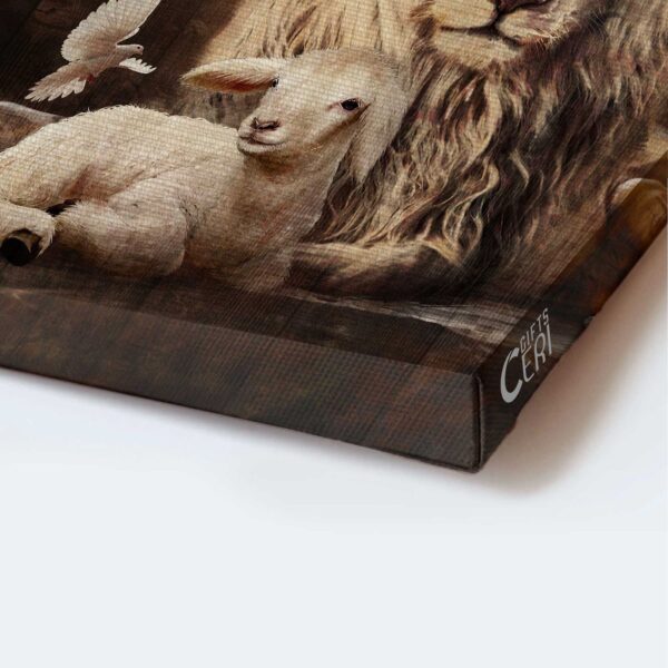 Christian Home Decor: Lion & Lamb Portrait Posters – Be Strong and Courageous Gift