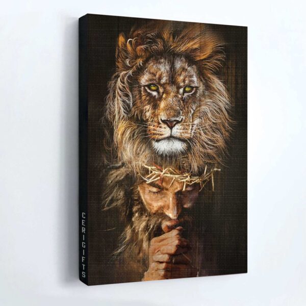 Jesus Portrait Poster – Lion of Judah Healing Prayers Crown of Thorns – Christian Home Decor Gift
