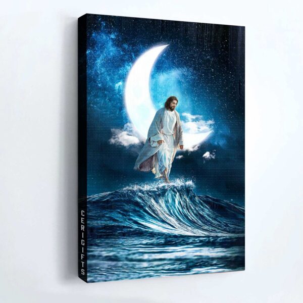 Jesus Portrait Poster Home Decor Gift – Beautiful Moon & Night Sky Art – Christian Gift
