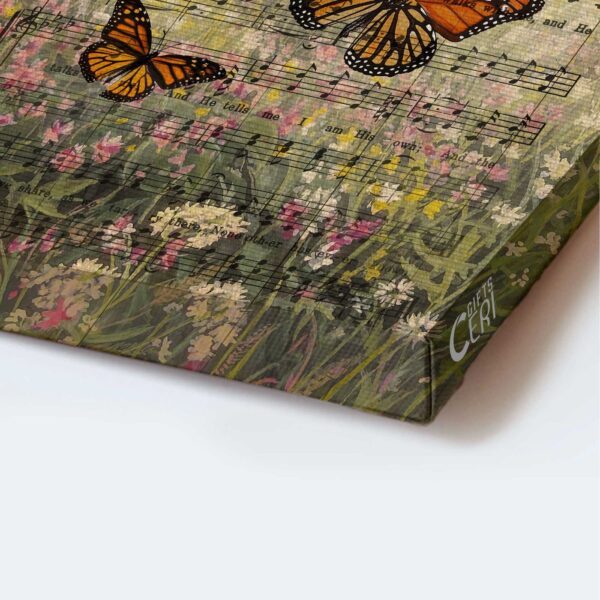 Jesus Portrait Poster Home Decor Gift – Christian Garden Theme with Music Sheet Butterfly and Flower – Unique Christian Gift