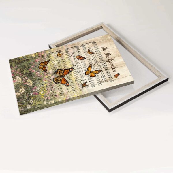 Jesus Portrait Poster Home Decor Gift – Christian Garden Theme with Music Sheet Butterfly and Flower – Unique Christian Gift