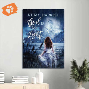 Beautiful Jesus Portrait Poster - Home Decor Gift for Christians - Night Sky & Girl Art