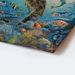 Ocean Turtle Jesus Walking on Water Portrait Poster - Christian Home Decor Gift - Walk by Faith 1