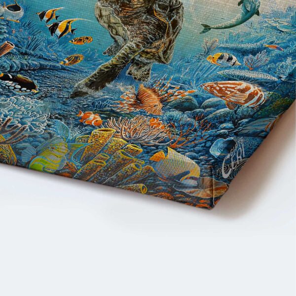Ocean Turtle Jesus Walking on Water Portrait Poster – Christian Home Decor Gift – Walk by Faith