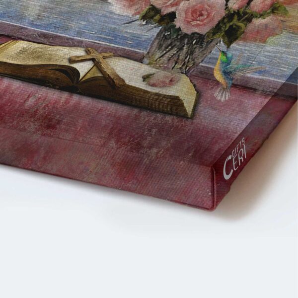 Jesus & Hummingbird Portrait Poster Home Decor Gift – Christian Gift – Be Still & Know – Rose Vase & Cute Design