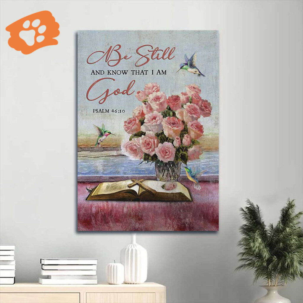 Jesus & Hummingbird Portrait Poster Home Decor Gift – Christian Gift – Be Still & Know – Rose Vase & Cute Design Jesus & Hummingbird Portrait Poster Home Decor Gift – Christian Gift – Be Still & Know – Rose Vase & Cute Design