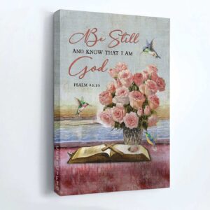 Jesus & Hummingbird Portrait Poster Home Decor Gift - Christian Gift - Be Still & Know - Rose Vase & Cute Design 3