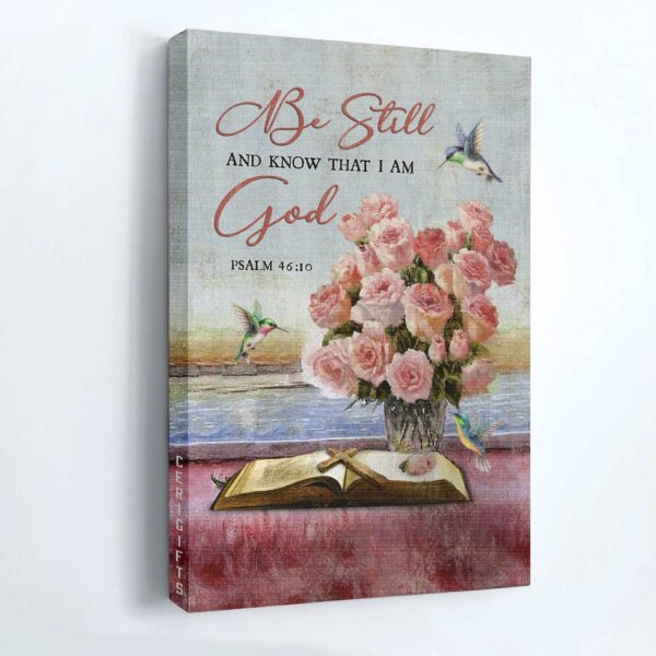 Jesus & Hummingbird Portrait Poster Home Decor Gift – Christian Gift – Be Still & Know – Rose Vase & Cute Design