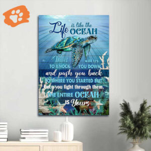 Christian Home Decor: Jesus Portrait Poster with Sea Turtle and Ocean Theme - Perfect Gift for Christians