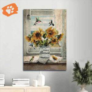 Jesus Portrait and Hummingbird Painting Poster - Beautiful Home Decor Gift for Christians - Simply Blessed