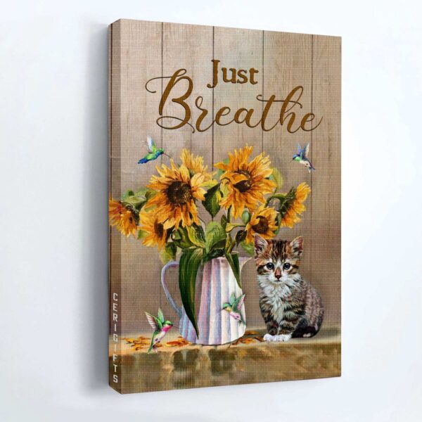 Christian Jesus Portrait Poster with Sunflower Vase Cat Hummingbird – Home Decor Gift