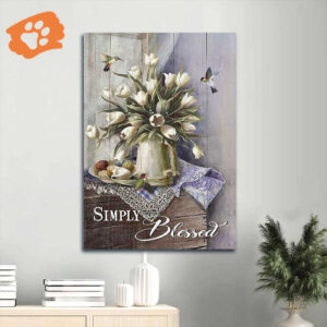 Jesus Portrait Poster Home Decor Gift - Beautiful Still Life Painting with Tulip Vase and Hummingbird - Perfect Gift for Christian