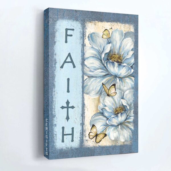 Christian Home Decor Gift: Jesus Portrait Poster with White Flower and Butterfly on Pastel Background