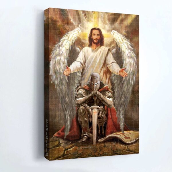 Jesus Portrait Poster Home Decor – Warrior of God Christian Gift with Beautiful Wings