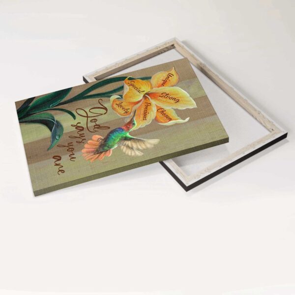 Unique Jesus Portrait Poster Home Decor Gift – Yellow Lily & Hummingbird – Christian Gift