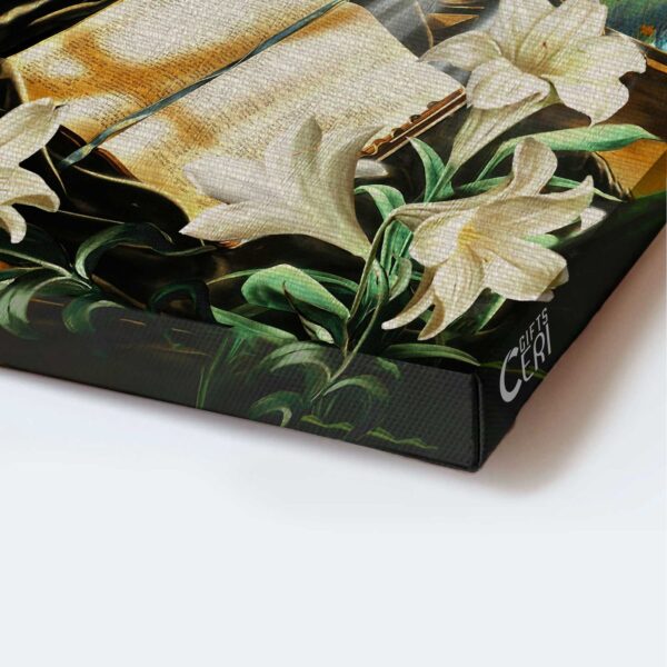 Christian Jesus Portrait Poster Home Decor Gift – Bible Lily Flowers Cross Butterfly