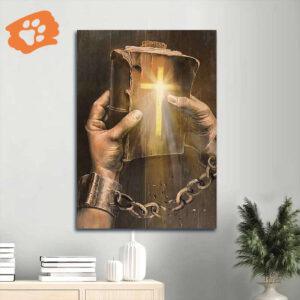 Jesus Portrait Poster Home Decor Gift - Christian Bible Art with Light Cross