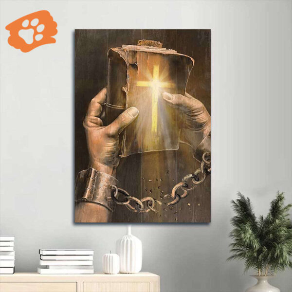 Jesus Portrait Poster Home Decor Gift – Christian Bible Art with Light Cross