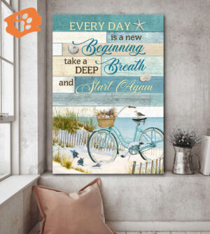 Jesus Portrait Poster - Bicycle & Beach Home Decor Gift for Christians - New Beginning Art