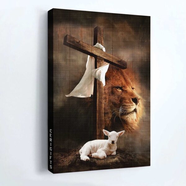 Jesus Portrait Poster Home Decor Gift – Cross Lion Lamb of God King of Kings – Christian Gift
