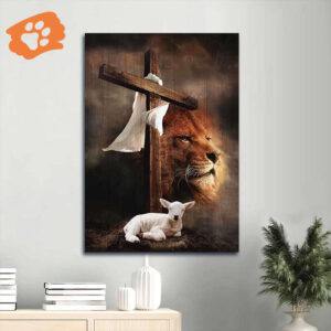 Jesus Portrait Poster Home Decor Gift - Cross Lion Lamb of God King of Kings - Christian Gift