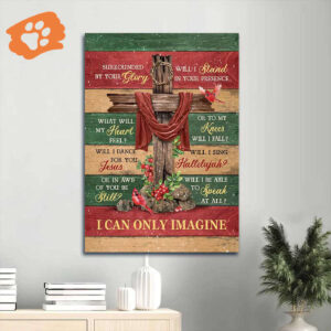 Jesus Portrait Poster Home Decor Gift - Big Cross Pretty Cardinal Christmas Background - Gift For Christian - I Can Only Imagine Portrait Poster Home Decor Gift