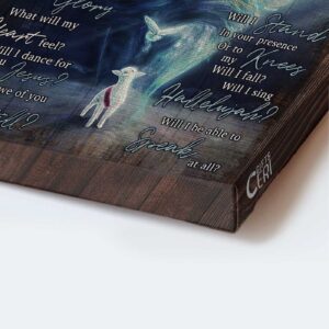 Christian Home Decor Gift: Jesus Portrait Poster with Lion and Dove Symbols on Blue Background 1