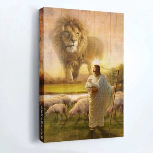 Jesus Lion and Lambs Portrait Poster Home Decor Gift for Christian 3