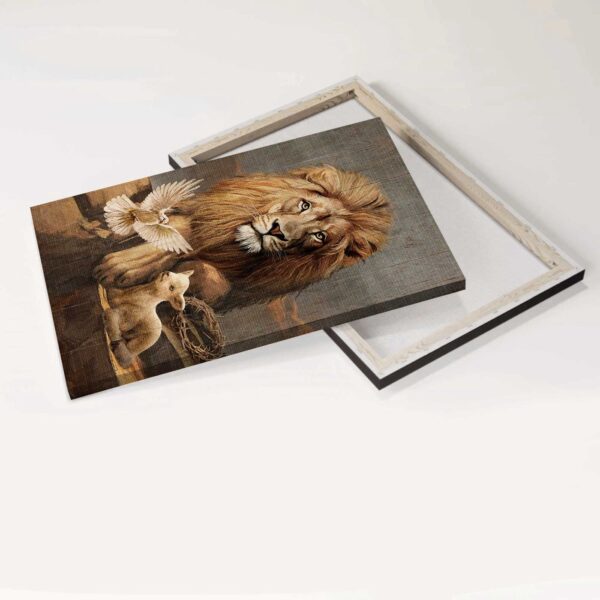 Christian Home Decor Gift: Jesus Lion & Lamb Portrait Poster with Dove Symbol