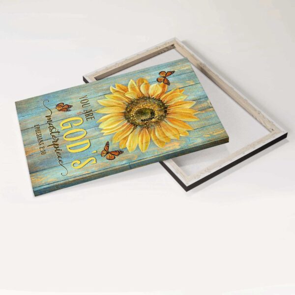 Christian Home Decor Gift – Jesus Portrait Poster with Sunflower and Orange Butterfly – God s Masterpiece