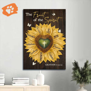Jesus Portrait Poster Home Decor Gift - Cross Sunflower Heart Shape - Christian Gift - Fruit of the Spirit Decor