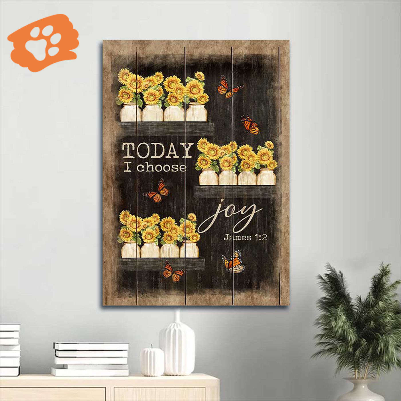 Jesus Portrait Poster Home Decor Gift – Sunflower Butterfly Christian Joy Portrait